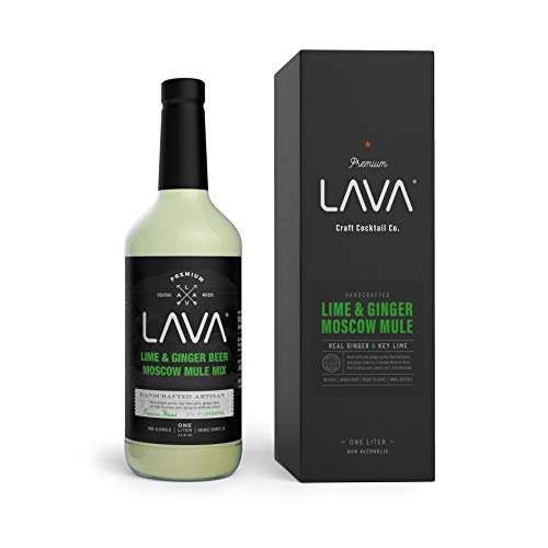 (3 Pack) LAVA Premium Spicy Moscow Mule Mix by LAVA Craft Cocktail Co., Made with Ginger Beer, Key Lime Juice, Real Ginger Puree, No Artificial Sweeteners, Ready to Use, 1-Liter (33.8oz) Glass Bottle