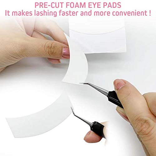 Foam Eye Pads Lash Extensions - Akissos 110 PCS Pre Cut Medical Foam Tape Under Eye Pads Eyelash Extension Supplies Beauty Tools Lint Free Hypoallergenic No Latex Waterproof - 2 Rolls