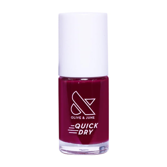 Olive & June Quick Dry Nail Polish | Instant, Fast-Drying, Smudgeproof Color | 15-free, Vegan, Cruelty-Free Formula | Lasts up to 5 Days | Salon-Quality Manicure, Pedicure at Home | Mulberry | Maroon