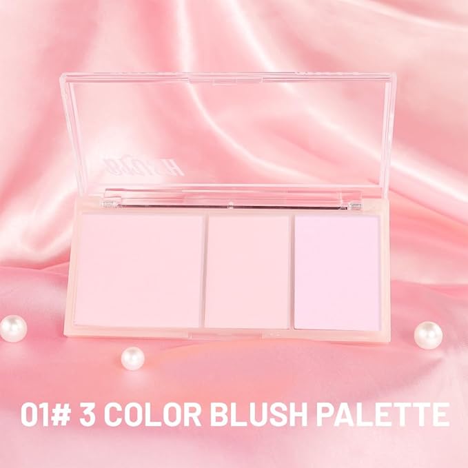 3 IN 1 Brown Nude Face Highlight Bronzer Powder Palette for Face Cheeks Contour Brightening, Buildable Matte Coverage Natural Makeup,Ultra Sculpt Nose Shadow Eyeshadow Primer-Pink