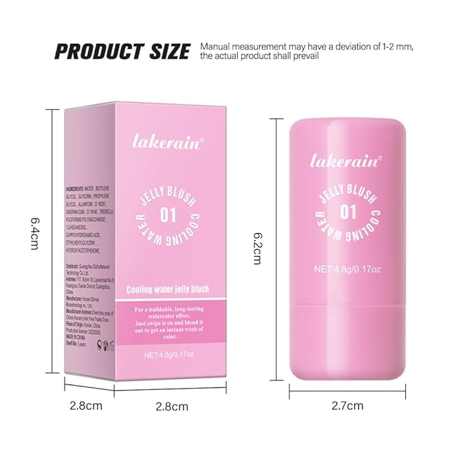 Jelly Cooling Blush Stick, Milk Water Tint, Clear Glossy Long Lasting Sheer Lip & Cheek Stain, Waterproof Light Non-Sticky Buildable Watercolor Finish-Vegan (#1 poppy pink, 0.17oz)