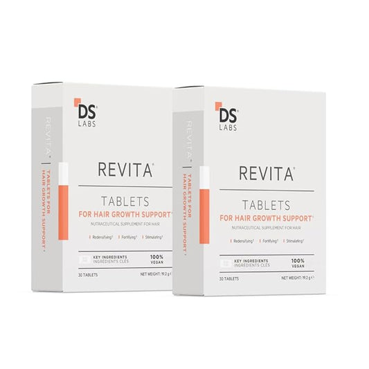 DS Labs Revita Tablets - Hair Vitamins for Density Support, Supplement for Thicker, Stronger Looking Hair, Zinc, Iron, Magnesium, Melatonin, Vitamin D & Biotin Vitamins for Women & Men, 60 Tablets