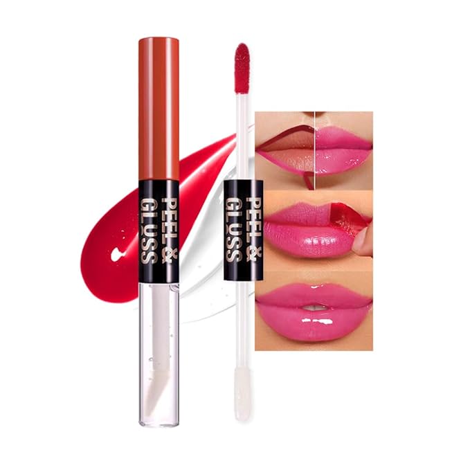 Hot Fuchsia Peel Off Lip Gloss Tattoo and Lip Oil, Lip Stain Peel Off Masque - Peel Off Lip Tint ,Long Lasting Waterproof Transfer-proof Lip Mask Lip Gloss Peel Off Lip Liner,Stay Lip Makeup 03#