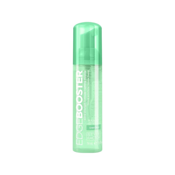 Style Factor EDGE BOOSTER Extra Strength Setting Mousse – Frizz Control, Extra Volume, and Conditioning – 2.5oz Green Beryl Mousse for Curly Hair
