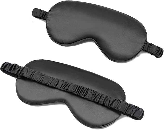 100% Natural Mulberry Soft Silk Sleep Mask, Light Blocking Eye Masks For Sleep, Night Blindfold Eye Mask Cover For Men And Women, Sleeping Night Mask For Travel (Black)