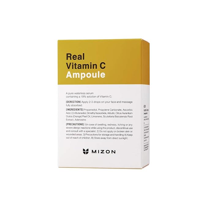 MIZON Real Vitamin C Ampoule, Pure Vitamin C, No Water Added,10 Ingredients, Nutrition, Face Moisturizer (1.01 fl oz)