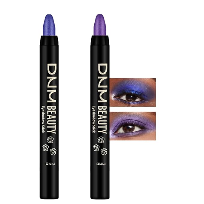 Kaely 2Pcs Cream Eyeshadow Sticks Set for Eyes Waterproof,Blue Shimmer & Purple Shimmer Matte Eye shadow Stick Pencil Pen Bulk sombras en crema para ojos 32+33