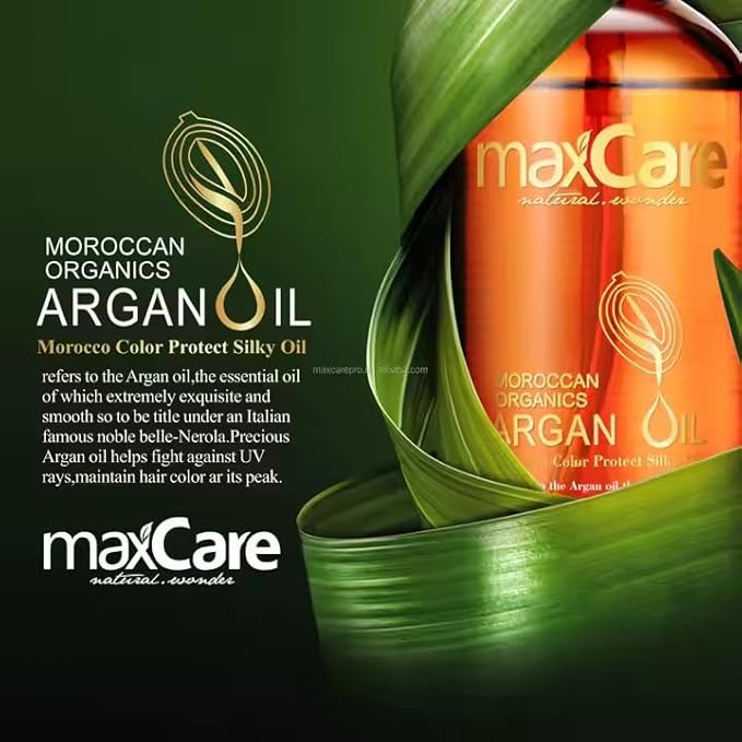 MaxCare Moroccan Argan Oil Hair Serum – Color Protect & Nourishing Treatment for Frizz Control, Shine & Heat Protection, 100ml – Lightweight, Non-Greasy, Sulfate-Free