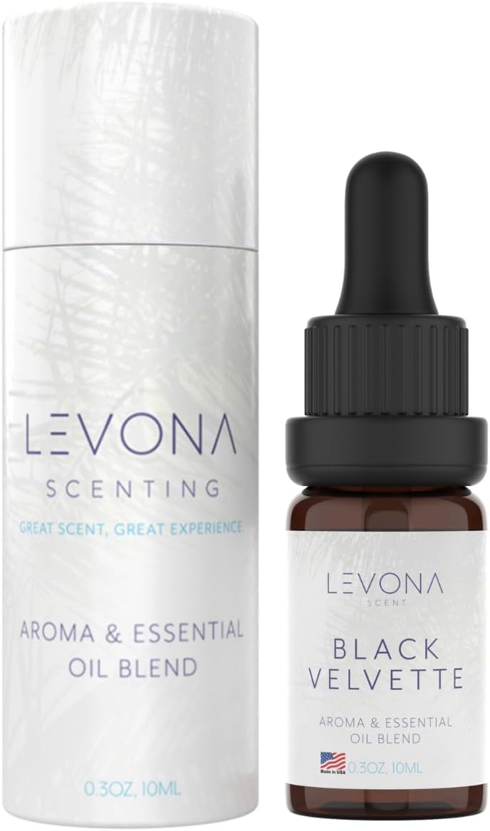 Levona Scents Oil Diffuser Essential Oils: Fragrance Oil for Diffuser - Black Velvette Diffuser Oils Scents - Woody Citrus with Herbal Floral Essential Oil Blends, Oakmoss, White Musk & Sandalwood