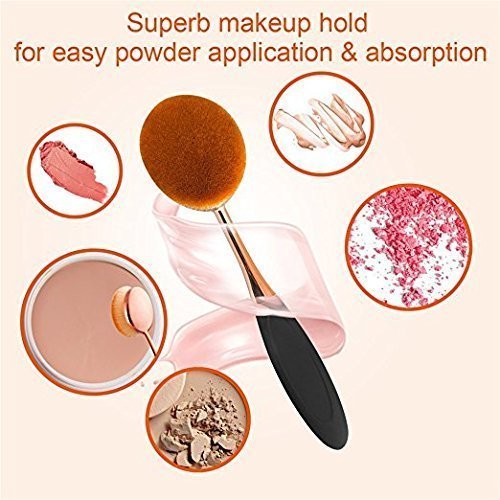 Yoseng Makeup Brushes Set 10Pcs Professional Oval Toothbrush Foundation Contour Powder Blush Conceler Eyeliner Blending Brush New Fashionable Super Soft Cosmetic Brushes Tool Set (Rose Gold 2 sets)