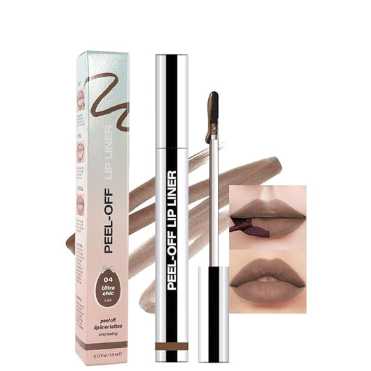 Matte Liquid Lip Stain Peel Off Lip liner Tattoo, Light Taupe Matte Peel Off Lip Stain, Long Lasting Waterproof Lipstick Lip Gloss Stain, Transfer-proof for All Skin Types, 0.12 fl oz 04#