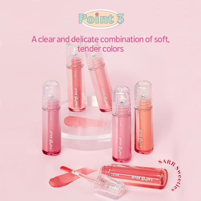 ETUDE Over Glowy Lip Gloss #1 Sweety Cream | Non-Sticky Vegan Lip Tint | Moisturized & Long-lasting Lip Gloss | Daily Tint for Dry Lips, Korean Makeup, K-beauty, Perfect for Gift