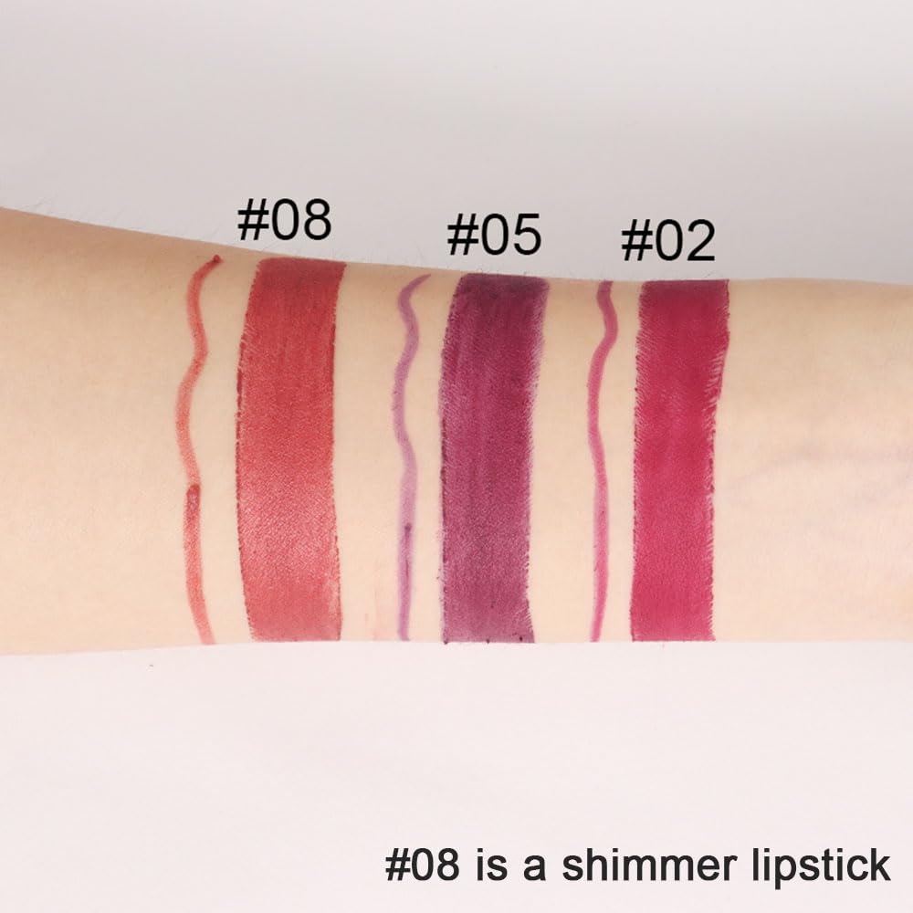 Kaely 2-in-1 Mauve Red Metallic Lip Liner & Lipstick Set Kit for Women, Lips Kit with Lip Liner Lip Stains Long Lasting Waterproof 24 Hour Lipstick and Lip Liners Combo Lipliners Pencil Set 08