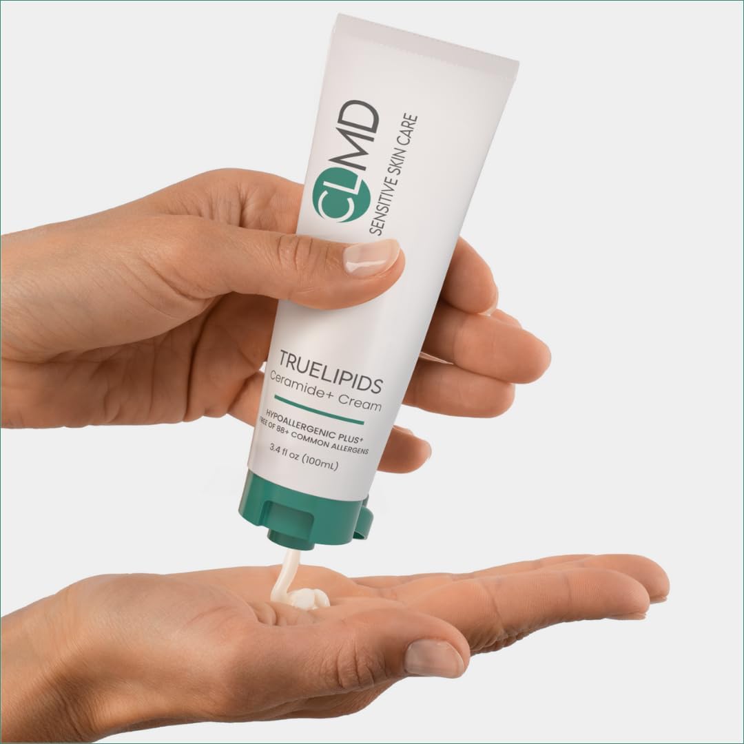 CLMD TrueLipids Ceramide+ Cream – Deep Moisturizing Barrier Support for Sensitive Skin – Hydrates and Soothes – Hypoallergenic, Nourishing, and Dermatologist-Tested – 3.4 fl oz