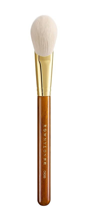 Desert Oak Series CM 160 Angled Blush Brush for Cheeks β Ideal for Powder & Cream Blush, Golden Brass Ferrule, Ebana Bubinga Handle, Soft Nylon Bristles