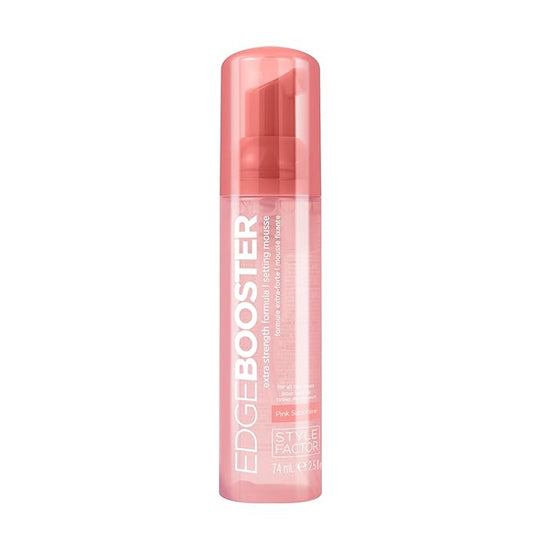 Style Factor EDGE BOOSTER Extra Strength Setting Mousse – Frizz Control, Extra Volume, and Conditioning – 2.5oz Pink Sapphire Mousse for Curly Hair