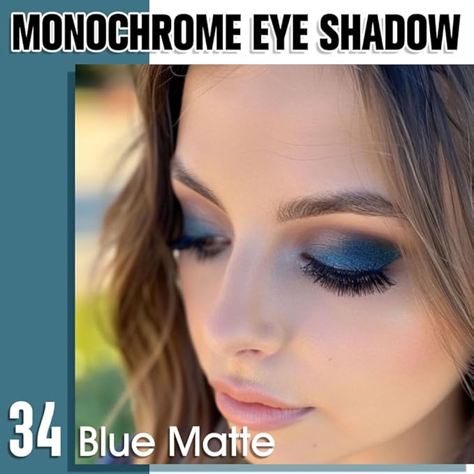 Dark Blue Single Matte Eyeshadow Makeup, Neutral Powde Eye Shadow for Women, Dark Blue Matte Singles Eyeshadow Palette Pigmented Waterproof, sombras para ojos, Girls Monochrome Eyeshadows Gift