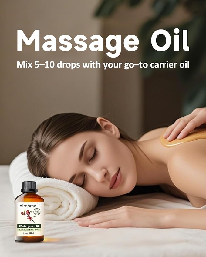 Pure Wintergreen Essential Oil, 100% Pure Natural Wintergreen Essential Oil, Premium Grade Essential Oils for Diffusers for Home, Skin, Care Massage, Soap Make, Aromatherapy, 4 Fl Oz | 120ml