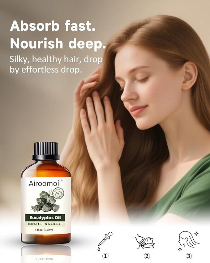 Pure Eucalyptus Essential Oil, 100% Pure Natural Eucalyptus Essential Oil, Premium Grade Essential Oils for Diffusers for Home, Skin, Care Massage, Soap Making, Aromatherapy, 4 Fl Oz | 120ml