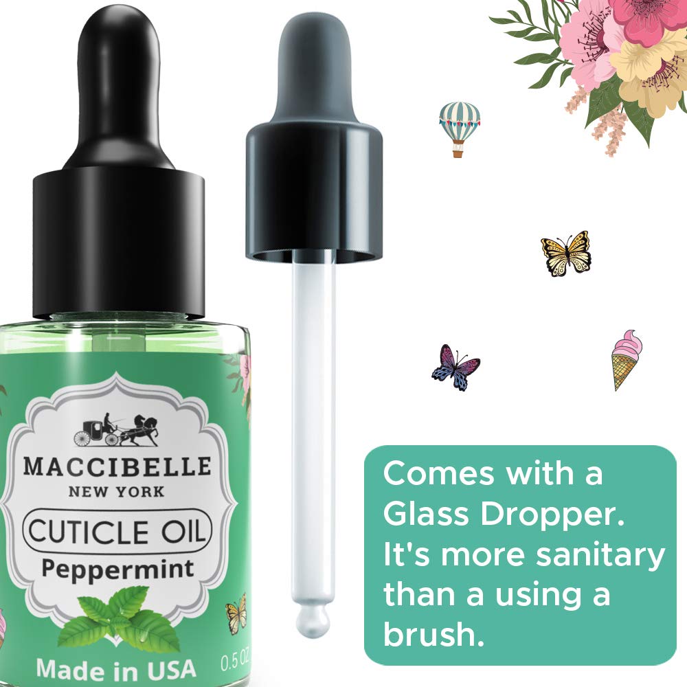 Maccibelle Cuticle Oil 0.5 oz - Heals Dry Cracked Cuticles (Peppermint, 0.5 Fl Oz)