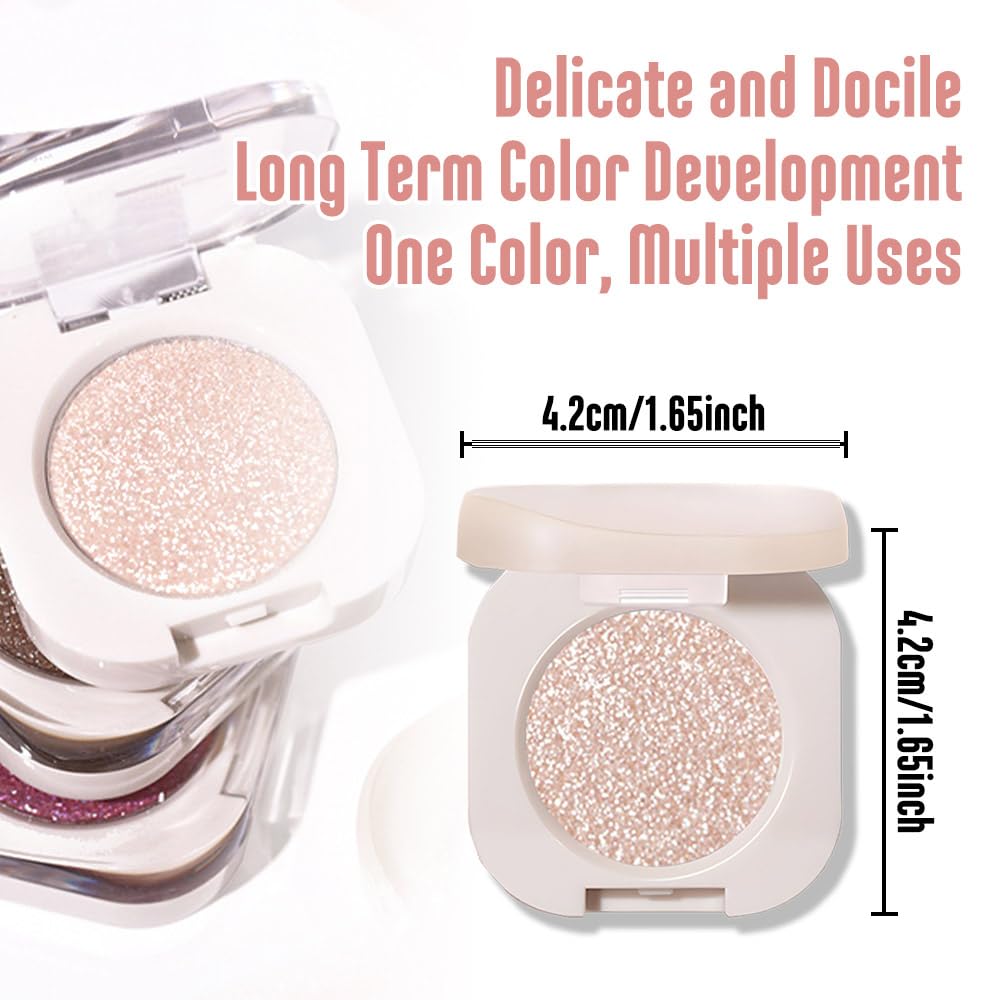 Glitter Shimmer Sparkle Eye Shadow Palette Makeup for Old Women, Pearl White Silver Glitter Shimmer Metallic Holographic Iridescent Cream Iridescent Single Monochrome Eyeshadow Makeup, 11