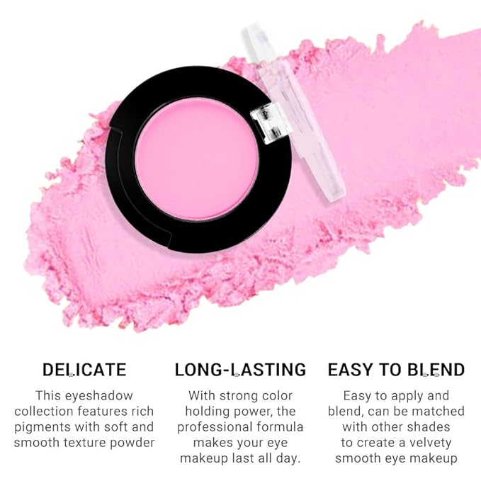 Monochrome Matte Eyeshadow Makeup Palette, Highly Pigmented Purple Pink Eyeshadow Palette, Matte Pressed Powder Eye shadow Makeup, Single Vegan Eye Shadow, Daily Evening Women Girls Eyeshadow Gift 4#