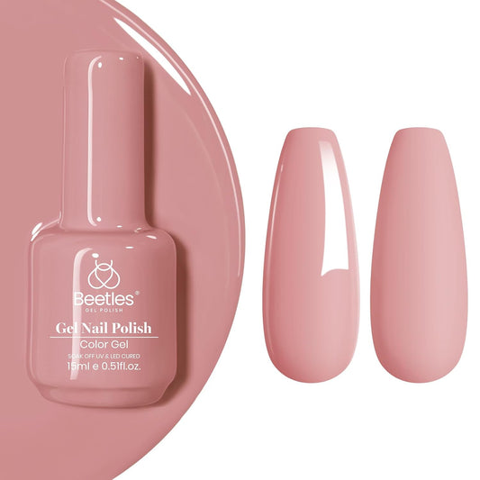 beetles 15ml Nude Pink Milky Gel Nail Polish Dusty Mauve Neutral Solid Color Soak Off LED UV Lamp DIY Decoration Manicure Fall Winter Nail Art Design Salon at Home Gift for Women