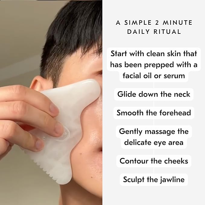 Mount Lai Vitality Qi White Jade Gua Sha Facial Tool – The Imperial Stone of Purity – Patented 5-Sided Professional Sculpting Tool for Lymphatic Drainage, Precision Contouring & Imperial Radiance