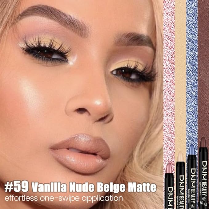 Kaely Cream Eye Shadow Sticks, Vanilla Nude Beige Matte Eyeliner Pencil Eyeshadow Palette Makeup, Eye Highlighter Brightener Stick for Older Women Waterproof Pigmented, sombras para ojos, New-59