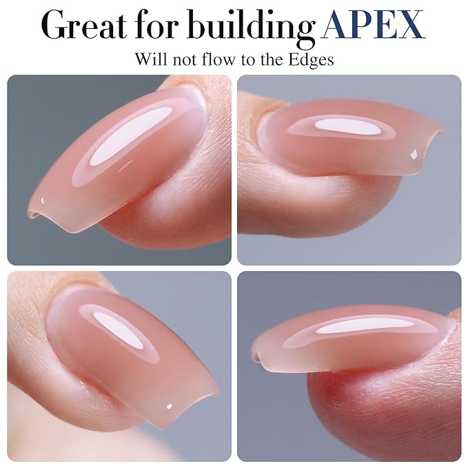 Double Rhythm 0.52Oz Nail Strengthener Rubber Gel Polish Builder in a Bottle for Nail Thickening Extension Hard Structure Glue (Extension Skin Nude)