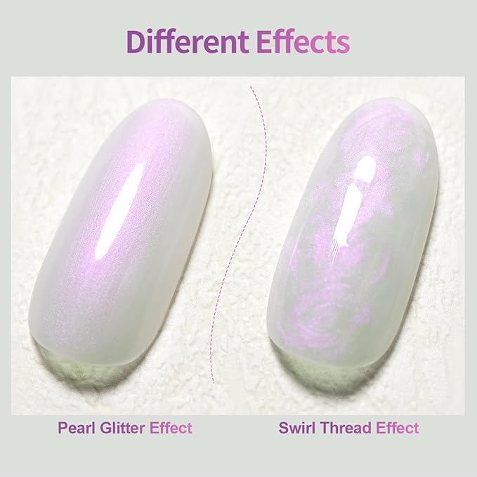 RARJSM Gel Builder Nail Polish Pearl White Purple Glitter Hard Gel in a Bottle Mermaid Shell Pearlescent Thick Extension Structure Gels for Nails 15ml Soak Off Curing Requires Salon Home DIY Use