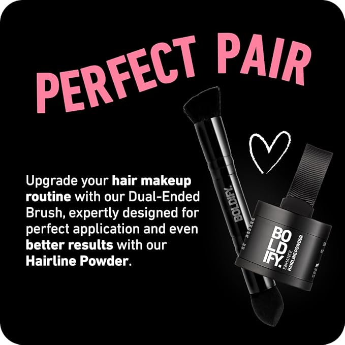BOLDIFY Dual-Ended Hairline Powder Brush - Precision Makeup Brush Set with Sponge Tip for Seamless Blending - Ideal as a Concealer Brush, Hair Contour Brush, and Root Touch Up
