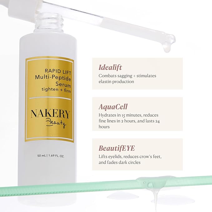 Nakery Collagen Peptide Serum for Women - Rapid Lift Face Serums for Anti Aging Face Tightening and Lifting - Multi Peptides Collagen Serum for Face & Crepey Skin to Firm Wrinkles & Sagging Skin