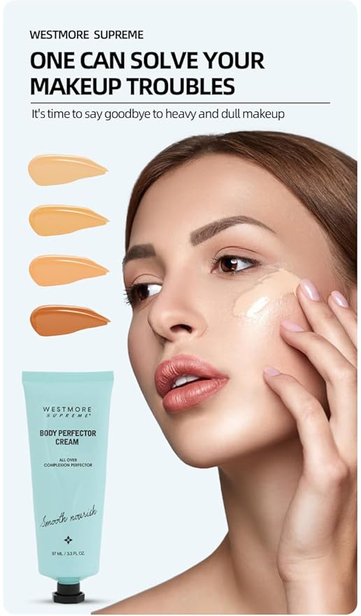 Body Perfector Cream,All-Over Complexion Perfector, Concealer Evens Skin Tone Sweat-Proof Non-fading Makeup, Long-Lasting CC Foundation, Waterproof Transfer-Resistant Skin Tint (MEDIUM)