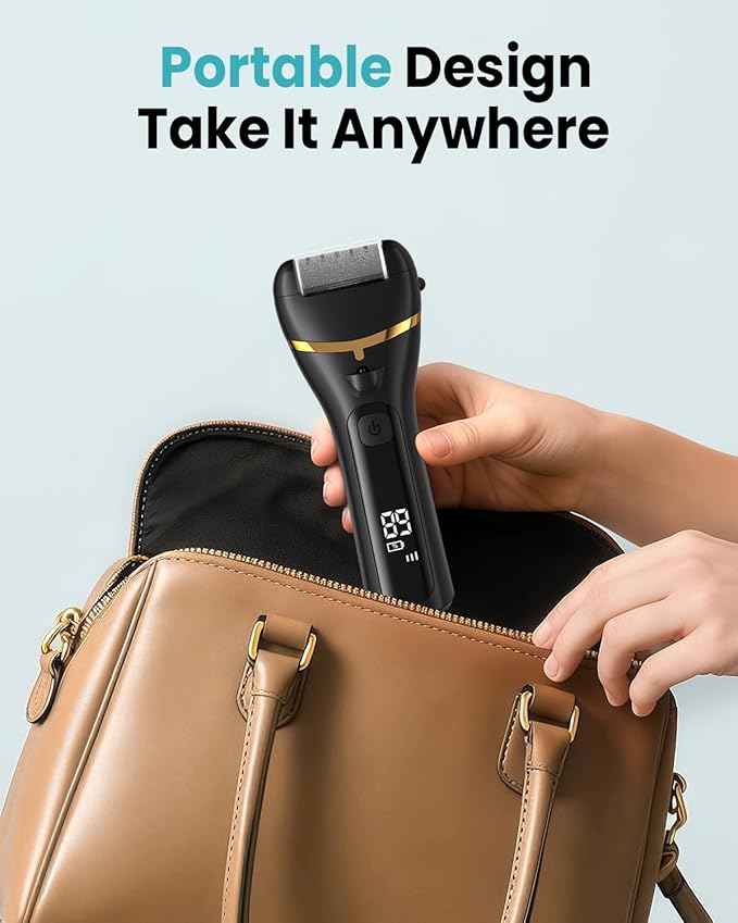 Electric Foot Callus Remover with 10000 RPM Motor and 3-Speed Settings, Foot File Kit with LED Light and Display for Women’s Home Pedicure, Waterproof Foot Grinder with Type-C Charging