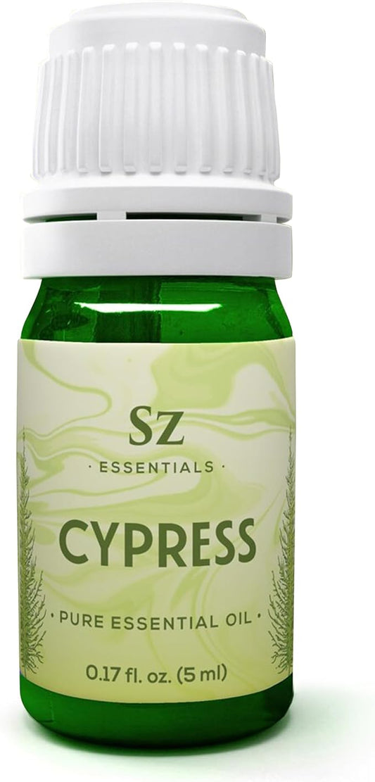 Cypress Essential Oil (Cupressus sempervirens) - 100% Pure & Undiluted - Fresh Crisp & Woody Aroma with Overtones of Earth and Evergreen - Therapeutic Grade and Vegan - 0.17 oz (5ml)