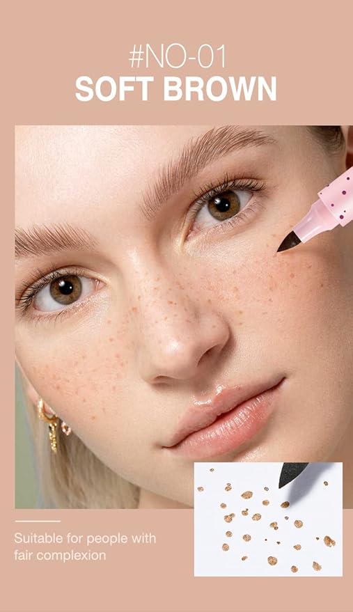 Freckle Pen Faux Freckle Pen Colour Pop Freckle Pen Supernaturally Realistic Freckles Makeup Brush Fantastic Freckles Pen Long-lasting Waterproof Soft-point Absorbent Pen For a Natural and Easy Makeup Look (soft brown)