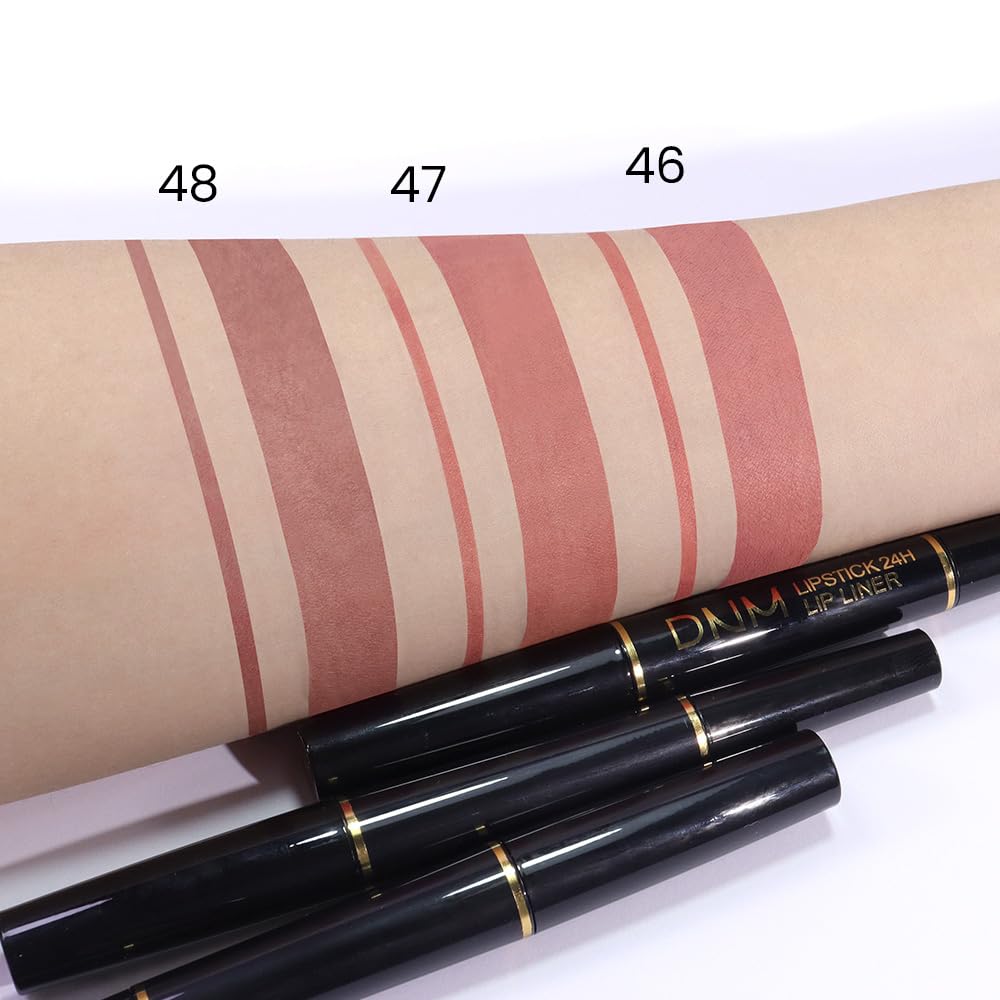 Kaely 2-in-1 Nude Brown Beige Velvet Matte Lip Liner & Lipstick Combo Set Kit for Women, Magic 24 Hours Lipstick and Lip Liner Makeup Set Stain Long Lasting Waterproof labial 48