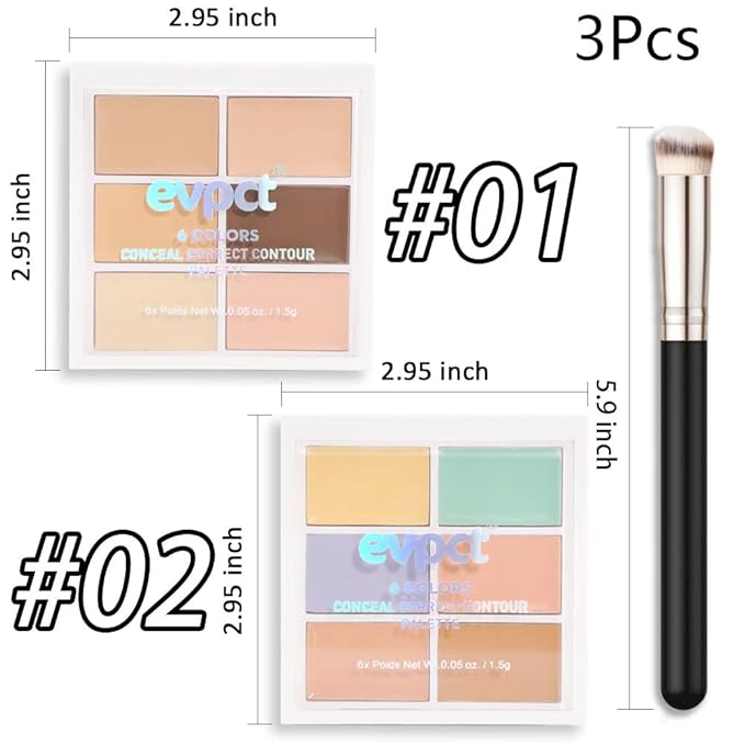 evpct 12 Color Conceal Correct Cream Contour Makeup Palette for Mature Skin Color Correcting Conceal trouble spots dullness dark circles Correct discolorations Camouflage imperfections Covers redness