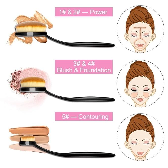 2 Sets Yoseng Oval Makeup Brushes 10 Fashionable Super Soft Professional Oval Toothbrush Foundation Contour Powder Blush Blending Brush Cosmetic Brushes Tool Set ink with Box Black(2 Pack)