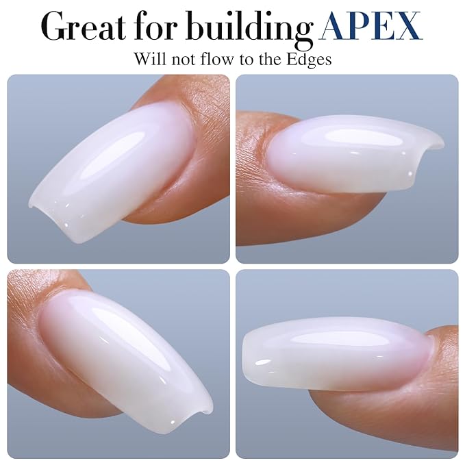 Double Rhythm Milky White Rubber Gel Nail Polish 15ml Nail Strengthener in a Bottle Nail Extension Hard Gel Soak Off Long Lasting UV Gel (Jelly White 8 in 1-2)