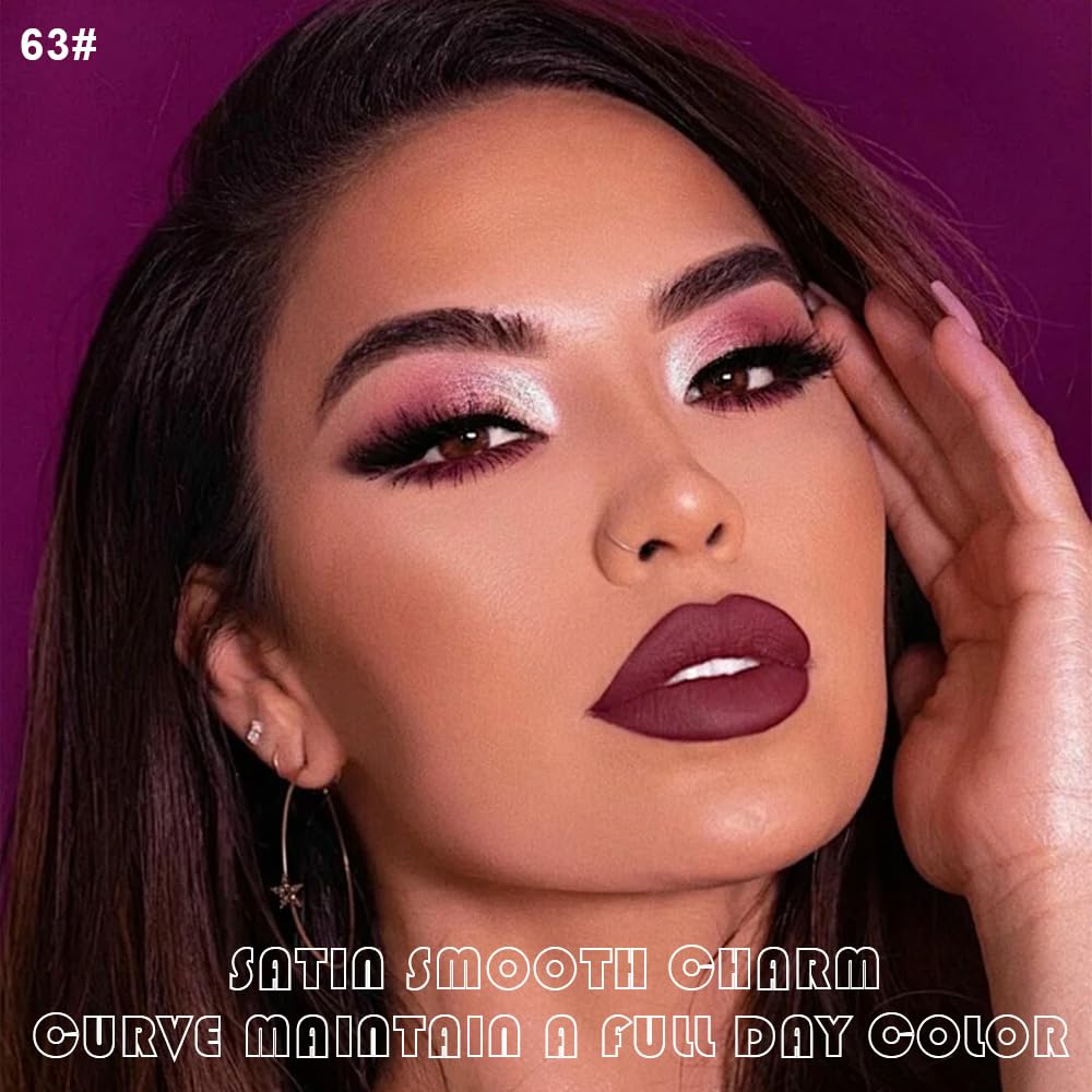 evpct 2Pcs Burgundy Red Matte Lip Liner Lipstick Combo Set for Women, Burgundy Lip Combo Set Liquid Lips Gloss Lipliner Stains Set Long Lasting Waterproof, Lips Makeup 24 Hours labiales originale