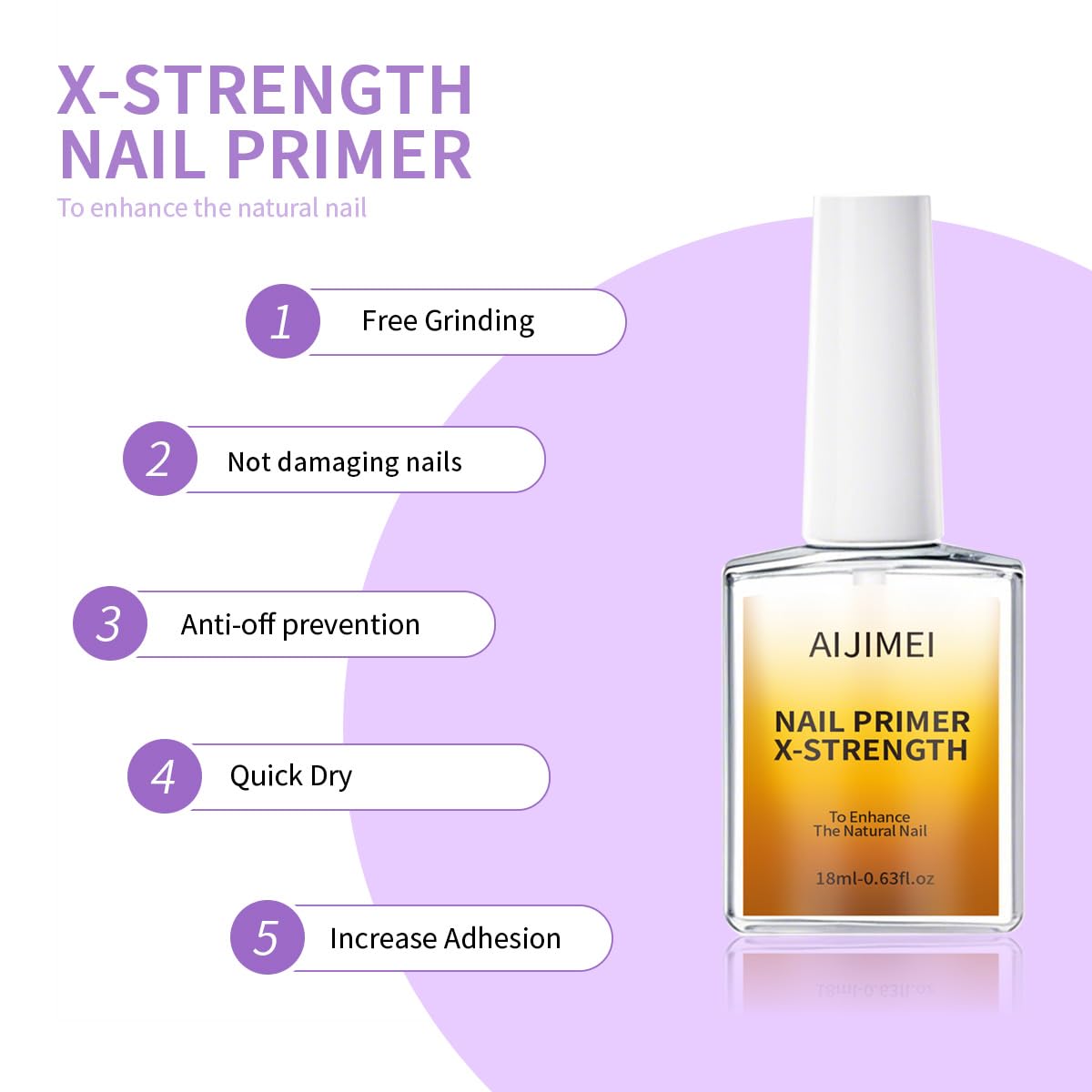 AIJIMEI 18ml Nail Prep Dehydrator And Nail Primer X-Strength Set For Acrylic Nail Products Nail Primer And Dehydrator Nail Bonding Nails(18ml/0.63fl.oz)