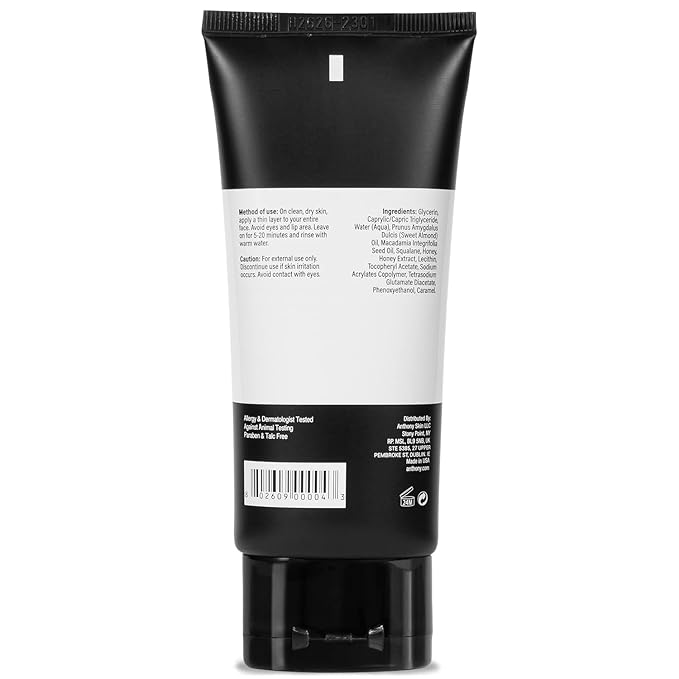 Anthony Hydrate + Repair Honey Mask, Stimulates Your Skin and Opens Pores with Honey, Vitamins C & E, Glycerin, Sweet Almond, Squalane, and Calendula, Soothes and Moisturizes Dry to Normal Skin - 3 Oz