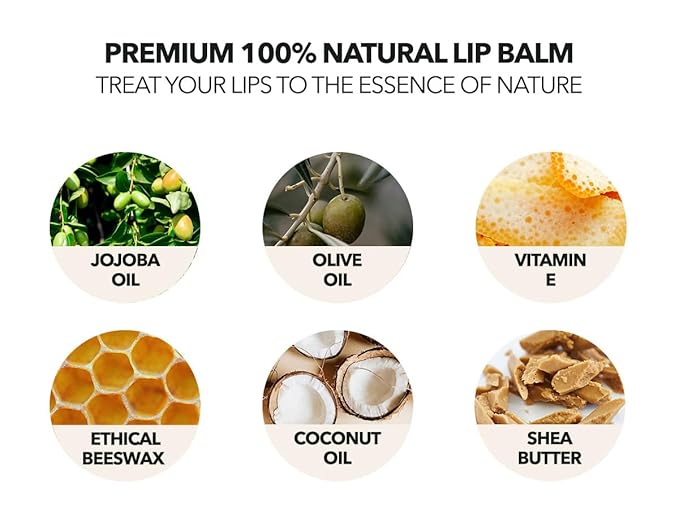 Kind Lips Lip Balm - Nourishing & Moisturizing Lip Care for Dry Lips with Shea Butter, Beeswax & Vitamin E | Strawberry Flavor | 0.15 Oz (Pack of 5)