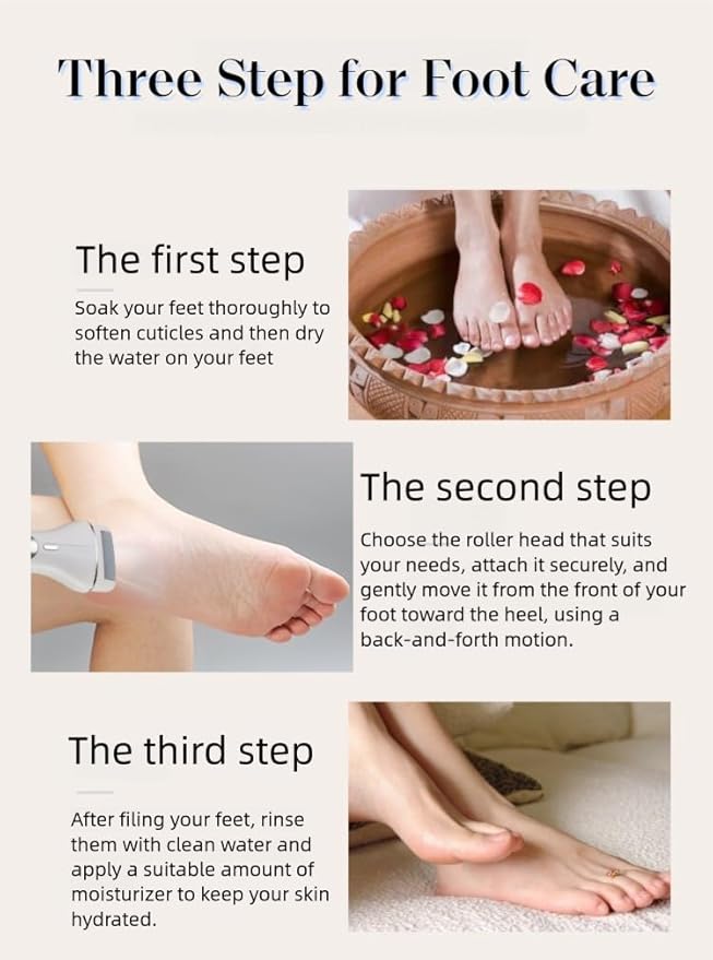 Electric Foot Callus Remover, Portable Electric Foot File with 15 in 1 Professional Pedicure Kits,Rechargeable Pedicure Tools for Foot Care, Waterproof Remover Cracked Feet & Dead Skin, Gift (White)