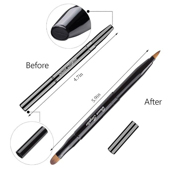 Retractable Lip Brush Concealer Makeup Dual End Travel Size Lipstick Brush With Cap