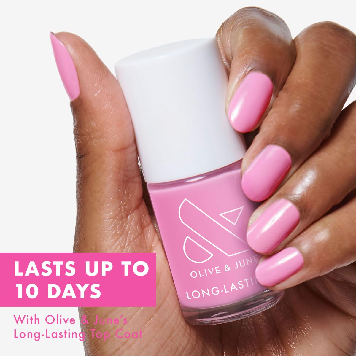 Olive & June Long Lasting Nail Polish | Plump, Gel-Like Finish No Lamp Needed | Lasts up to 10 days | Salon-Quality Color at Home | 15-Free, Vegan Cruelty-Free Chip-Resistant Shine | JM Pinky Lavender