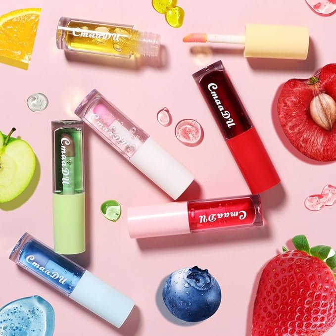 BINGBRUSH 3 Pcs Fruity Color Changing Lip Gloss for Girls, Pink Magic Mood Lip Oil Tinted, Temperature Color Change Lip Stain Lip Balm, Longlasting Lips Will Not Dry Out