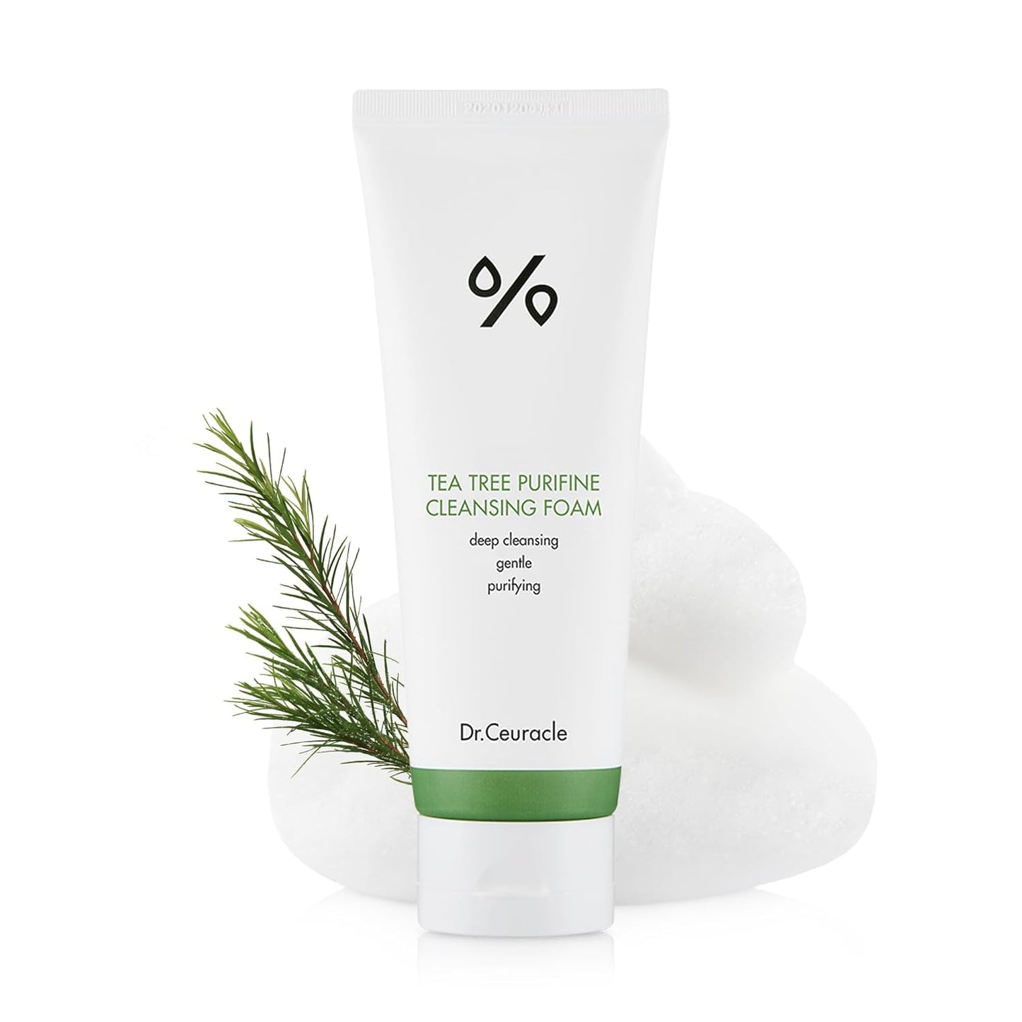 Dr.Ceuracle by leegeehaam Tea Tree Purifine Cleansing Foam (150ml / 5.07 fl. oz.) - Gel to Foam Mild Soothing Daily Cleanser with Fine Bubbles, Sebum Reducing and Hydrating for Sensitive Skin